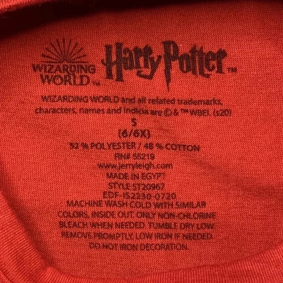 Harry Potter Kids Tee Shirt Red T-Shirt 6/6X New - Picture 3 of 4